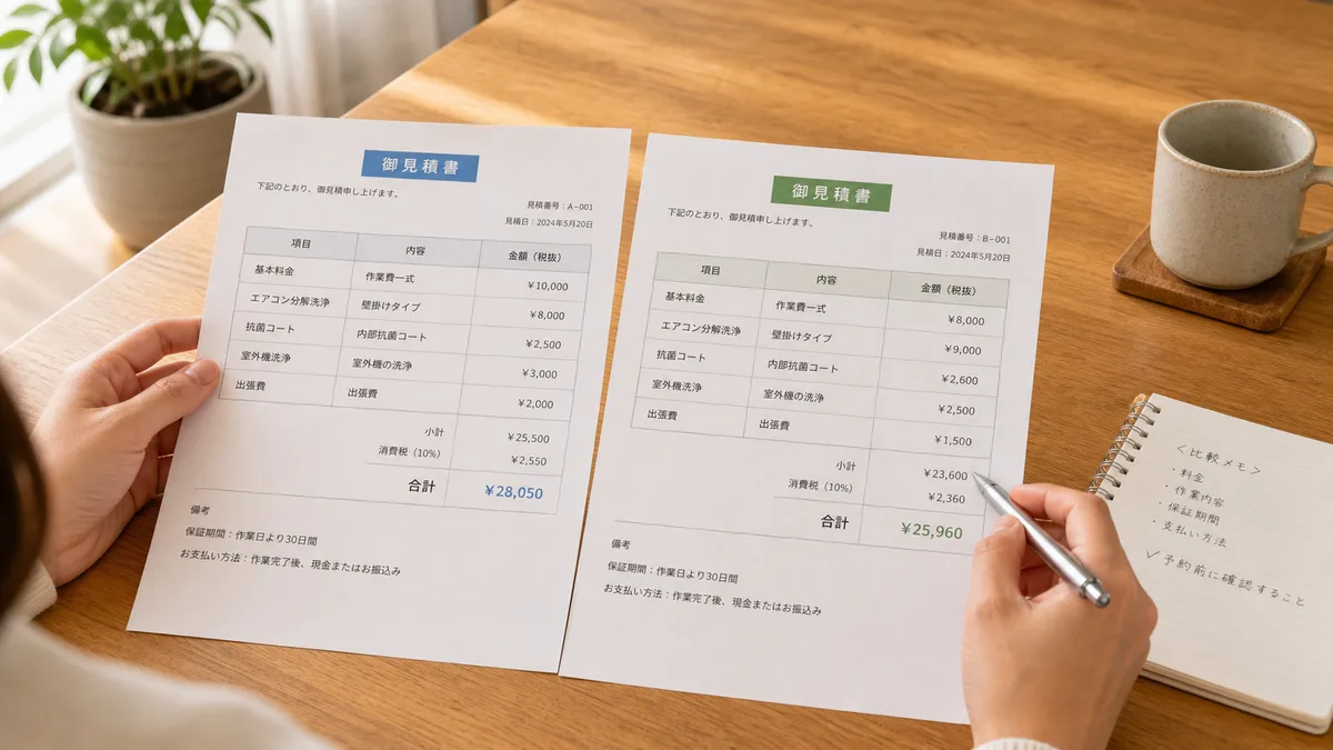 見積もりを比較し、内容と料金のバランスで選ぶ