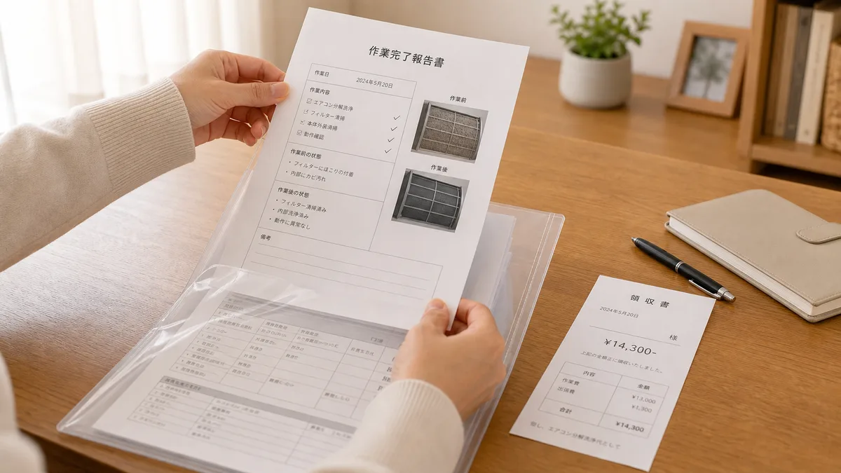 施工後の書類・レシートを受け取り保管する